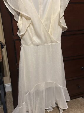 Altar'd State Ivory Shimmer High-Low Dress